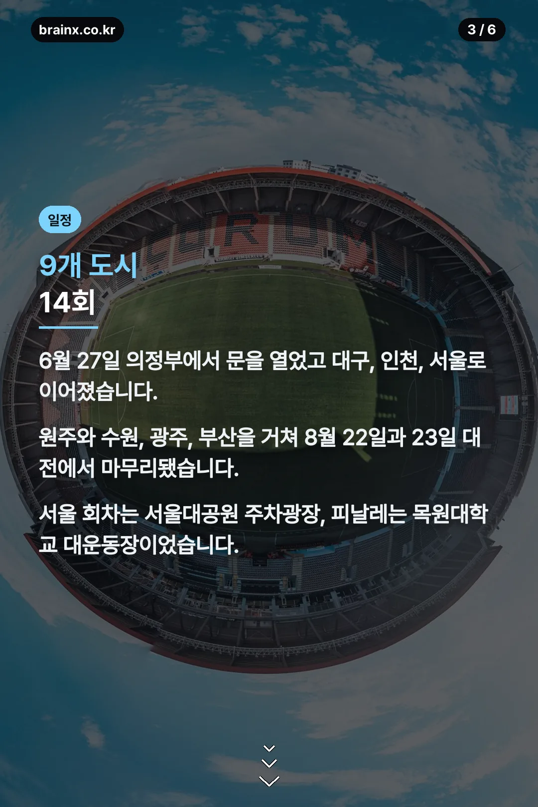 9개 도시 전체 일정