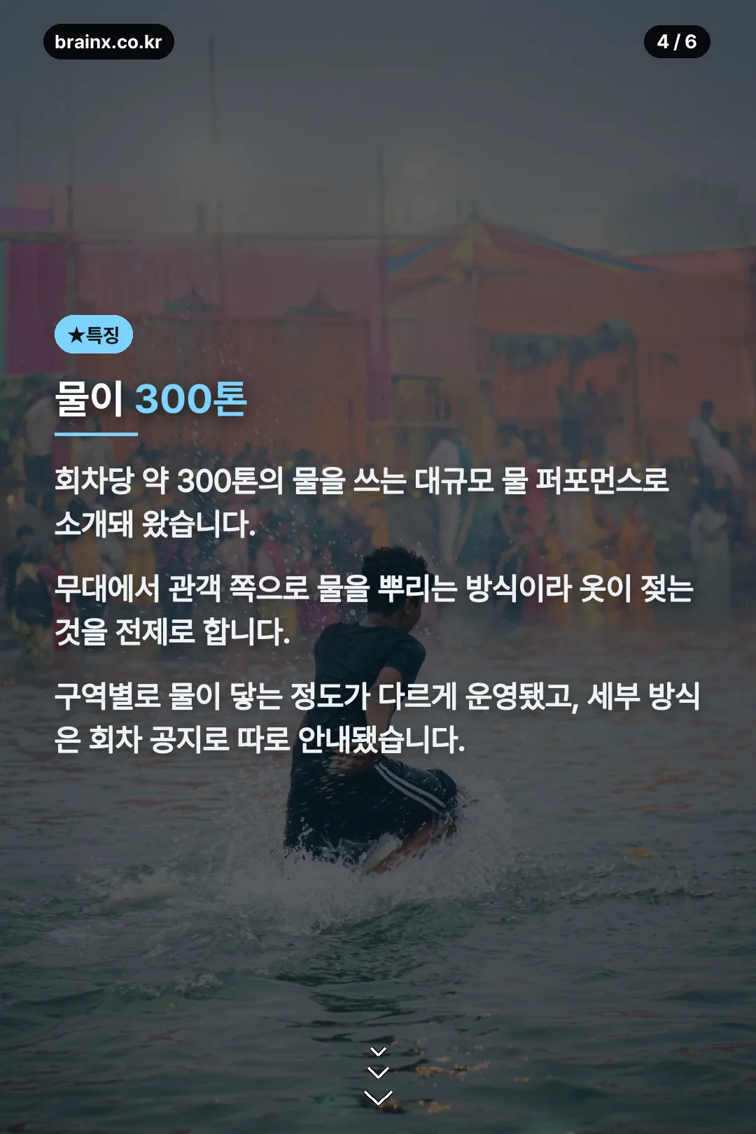 회차당 물 300톤