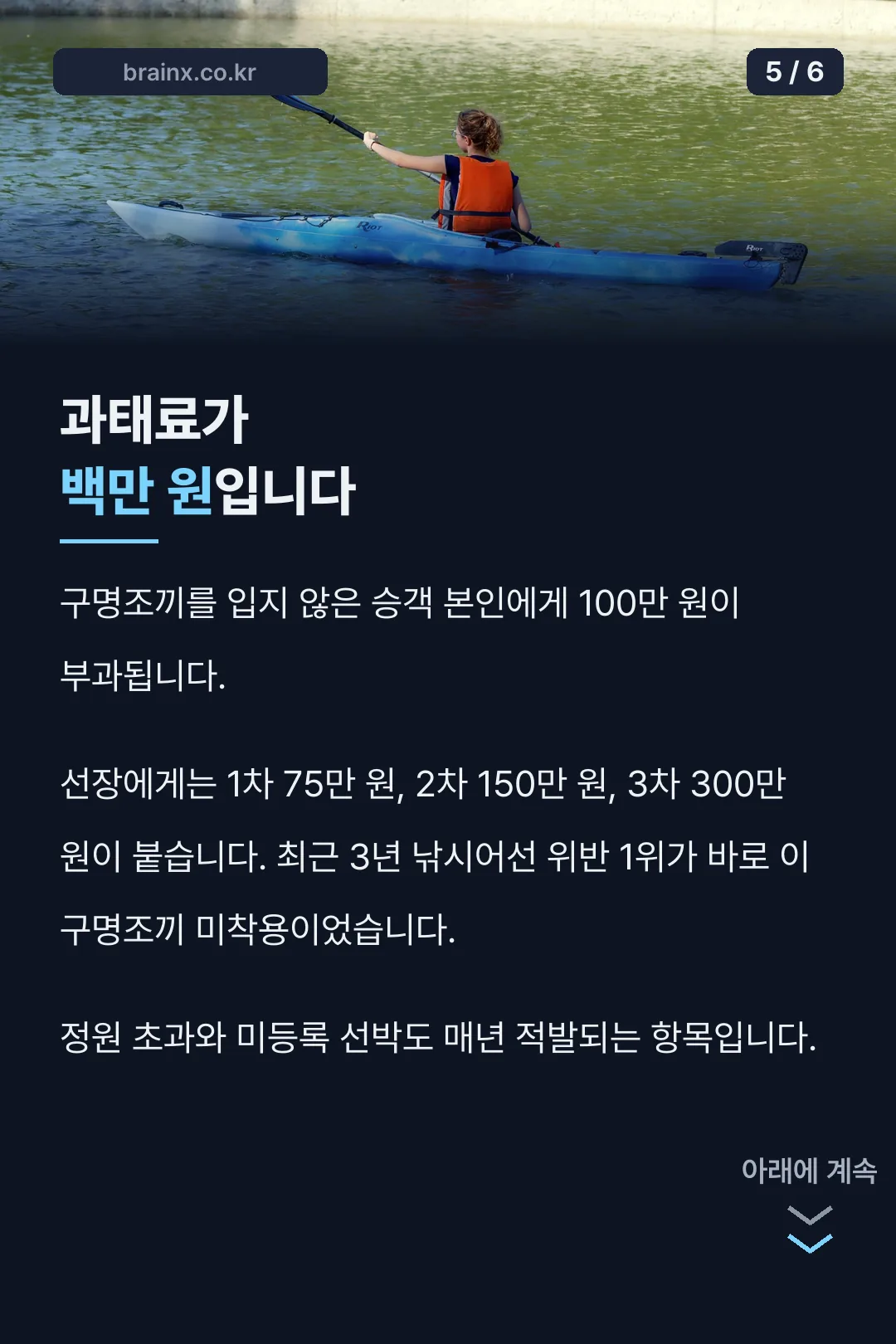 구명조끼 과태료 경고