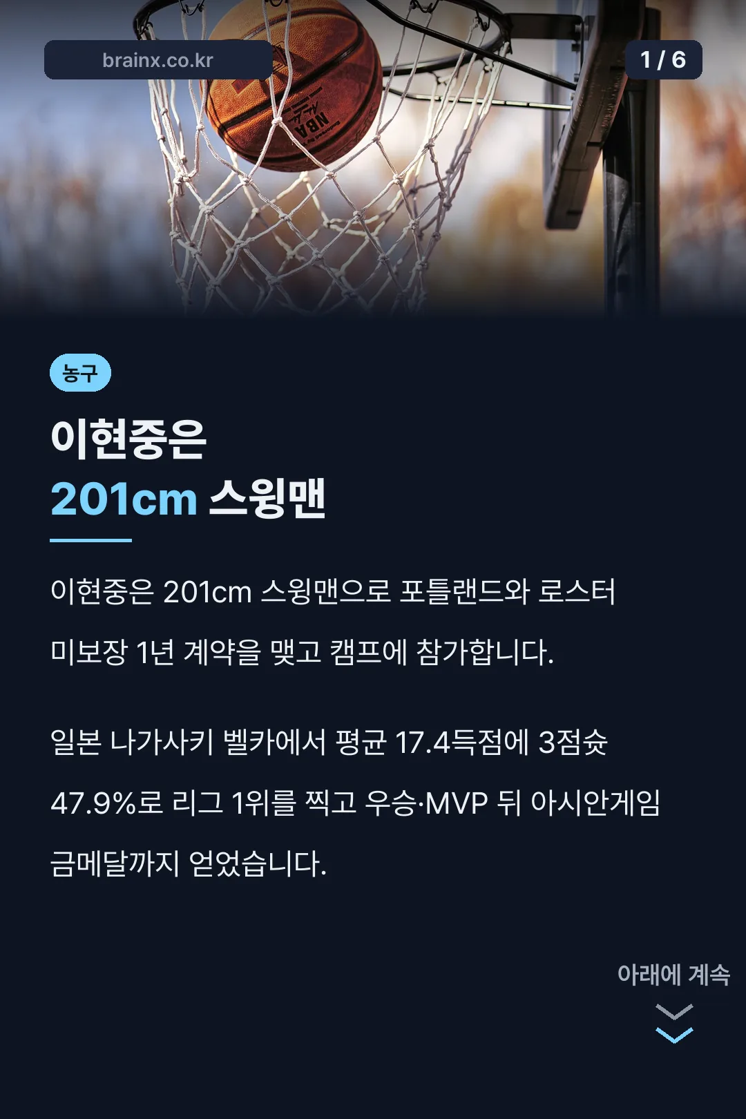 이현중은 201cm 스윙맨