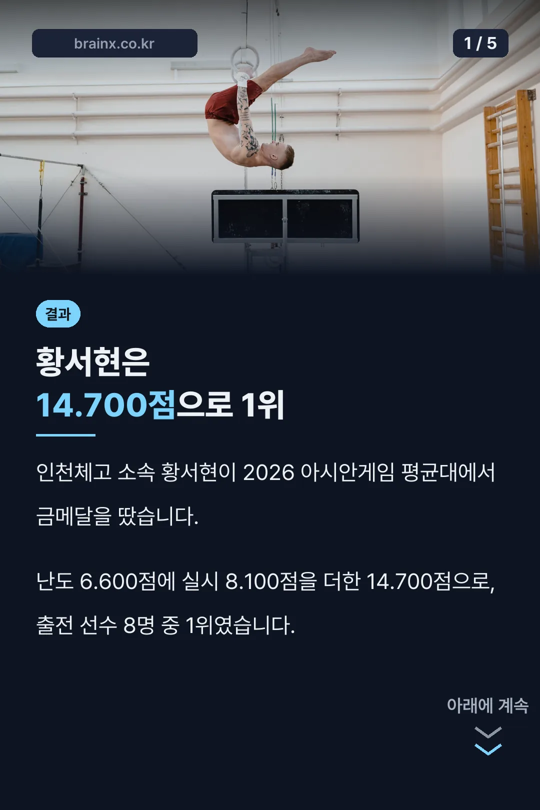 황서현 평균대 금메달 14.700점