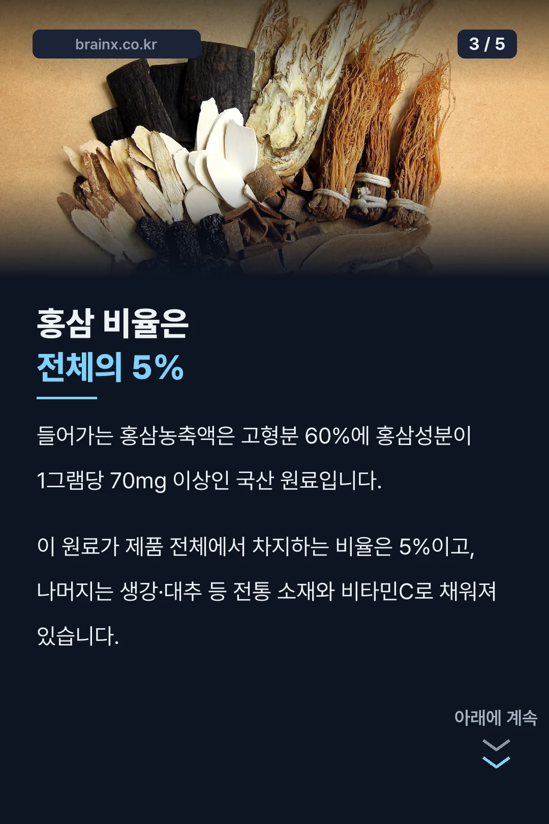홍삼 비율 5%의 의미
